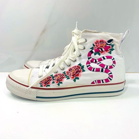 Ash Canvas Snake Flower Embroidered Sneakers 40 - Picture 1 of 5